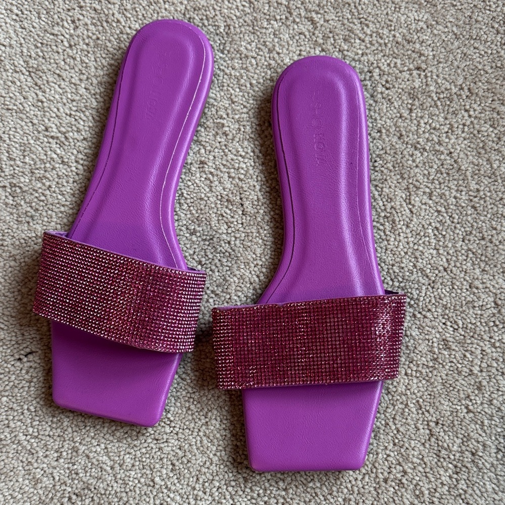 Women's Purple Slide Sandals with Embellished Strap - Picture 2 of 3